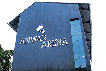 Professional badminton court with premium wooden flooring